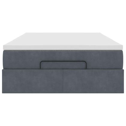 Османска легло с матрак, тъмносиво, 120x190 см, кадифе