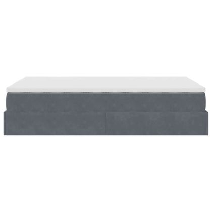 Османска легло с матрак, тъмносиво, 120x190 см, кадифе