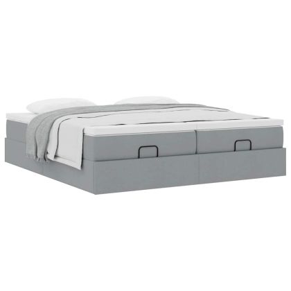 Османска легло с матраци, светлосиво, 180x200 см, плат