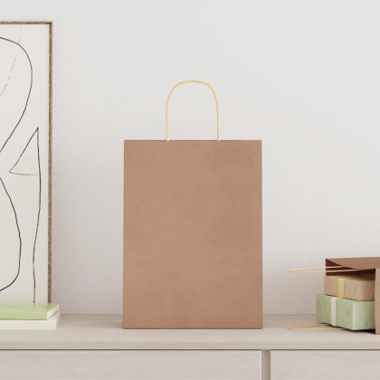 Хартиени торбички 50 бр с дръжки кафяви 26x12x35 см