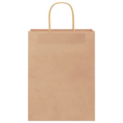 Хартиени торбички 50 бр с дръжки кафяви 26x12x35 см