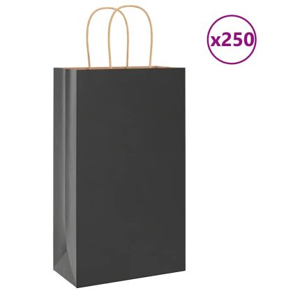 Хартиени торбички 250 бр с дръжки черни 21x11x36 см
