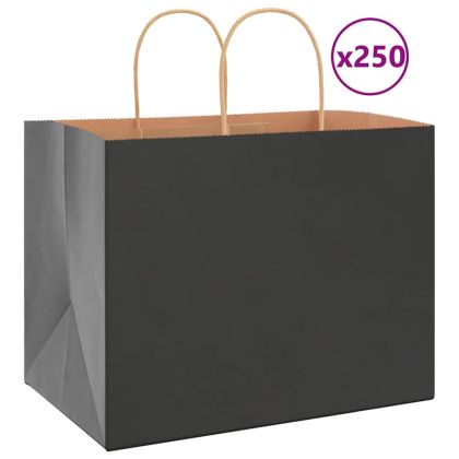 Хартиени торбички 250 бр с дръжки черни 32x22x24 см