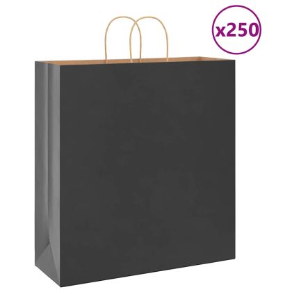 Хартиени торбички 250 бр с дръжки черни 45x17x48 см