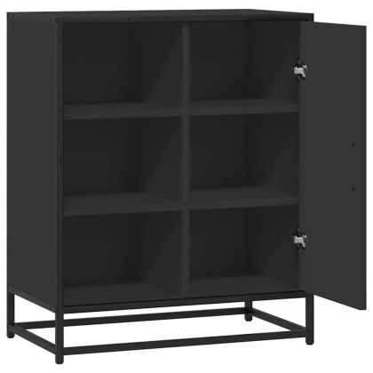 Сайдборд, черен, 62x35x76 см, инженерно дърво