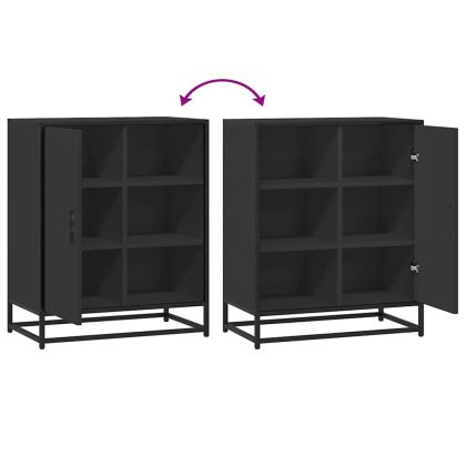 Сайдборд, черен, 62x35x76 см, инженерно дърво