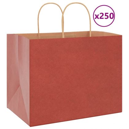 Хартиени торбички 250 бр с дръжки червени 32x22x24 см