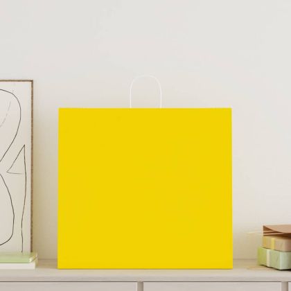 Хартиени торбички 250 бр с дръжки жълти 54x15x49 см