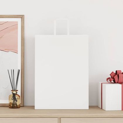 Хартиени торбички 250 бр с дръжки бели 32x17x44 см