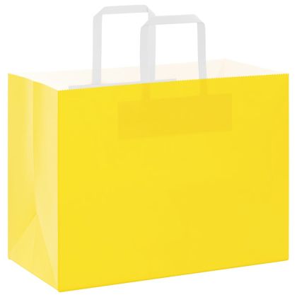 Хартиени торбички 250 бр с дръжки жълти 32x17x25 см