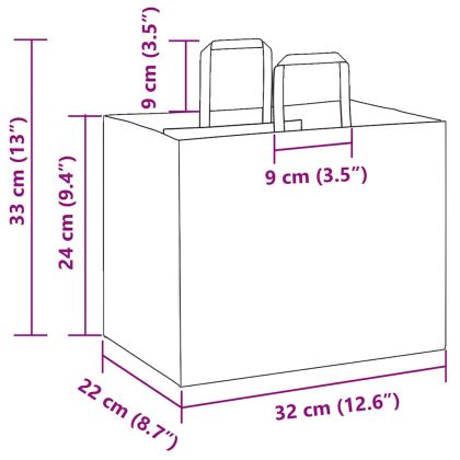 Хартиени торбички 250 бр с дръжки кафяви 32x22x24 см
