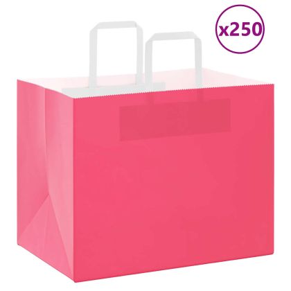Хартиени торбички 250 бр с дръжки розови 32x22x24 см