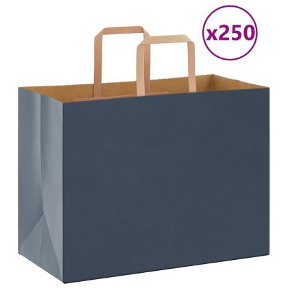 Хартиени торбички 250 бр с дръжки сини 32x17x25 см