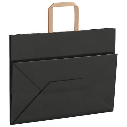 Хартиени торбички 250 бр с дръжки черни 32x17x25 см