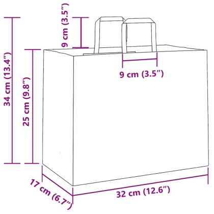 Хартиени торбички 250 бр с дръжки черни 32x17x25 см