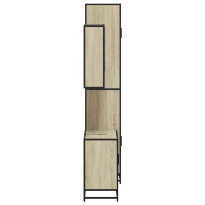 Комплект шкафове за баня от 3 части дъб сонома инженерно дърво