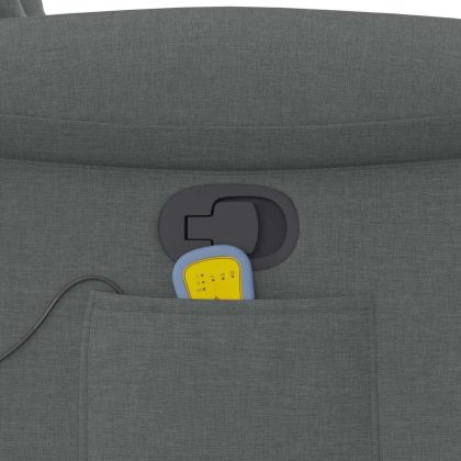 Масажен фотьойл с регулируема облегалка, тъмносив, плат