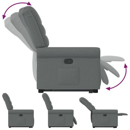 Изправящ реклайнер стол, тъмносив, текстил