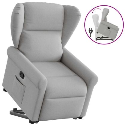 Изправящ реклайнер стол, облачно сив, текстил