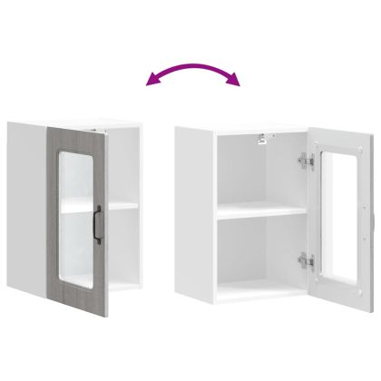 Кухненски стенен шкаф със стъклена врата "Kalmar", сив, инженерно дърво сонома