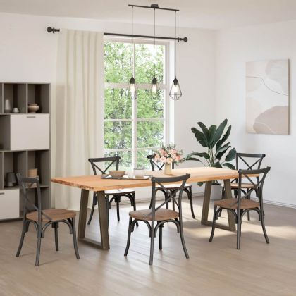 Крака за трапезна маса, V-образни, 2 бр., естествена стомана, 60 x (72-73,3) см, стомана