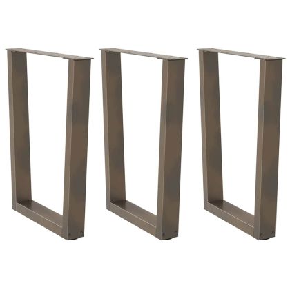 Крака за трапезна маса, V-образни, 3 бр., естествена стомана, 70 x (72-73,3) см, стомана