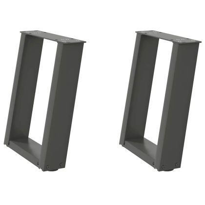 Крака за масичка за кафе, U-образни, 2 бр., антрацит, 28 x (42-43) см, стомана