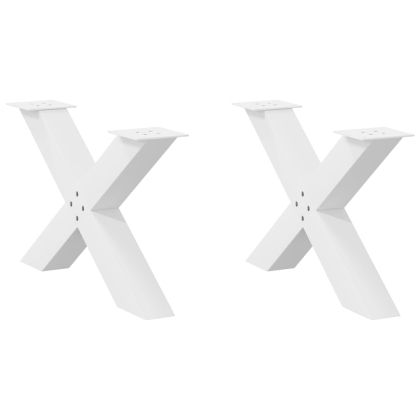 Крака за масичка за кафе, X-образни, 2 бр., бели, 70 x (42-43) см, стомана