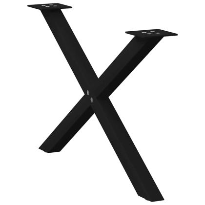 Крака за масичка за кафе, X-образни, 2 бр., черни, 70 x (42-43) см, стомана