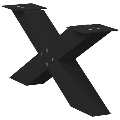 Крака за масичка за кафе, X-образни, 2 бр., черни, 70 x (30-31) см, стомана