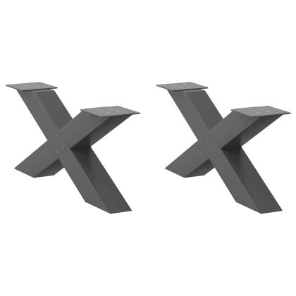 Крака за масичка за кафе, X-образни, 2 бр., антрацит, 70x(30-31) см, стомана