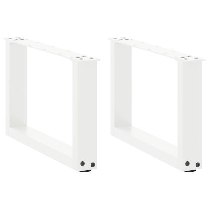 Крака за масичка за кафе, U-образни, 2 бр., бели, 50 x (30-31) см, стомана