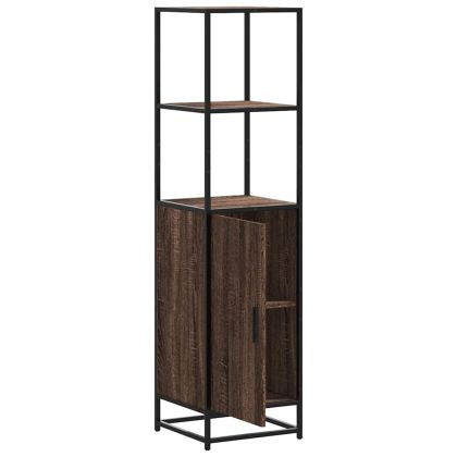 Висока дъска Кафяв дъб 35,5x35x139 cm Обработено дърво и метал