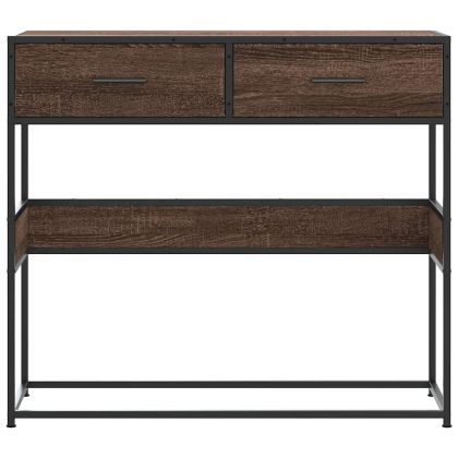 Конзолна маса, кафяв дъб, 90x35x80 см, инженерно дърво