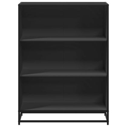 Библиотека, черна, 80,5x35x107,5 см, инженерно дърво