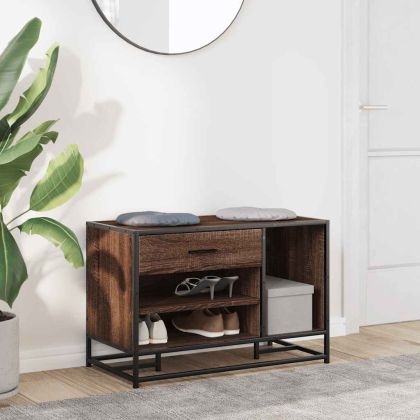 Пейка за обувки Кафяв дъб Изработена дървесина и метал