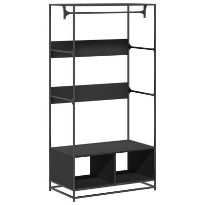 Гардероб, черен, 90x50x180 см, инженерно дърво