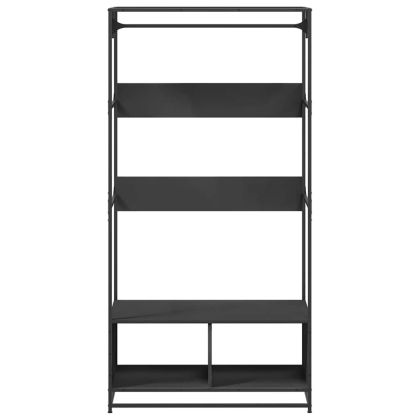 Гардероб, черен, 90x50x180 см, инженерно дърво