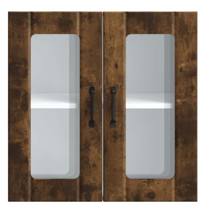 Кухненски стенен шкаф със стъклена врата "Lucca" опушен дъб, инженерна дървесина