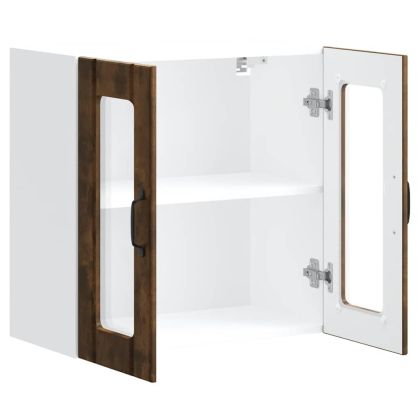 Кухненски стенен шкаф със стъклена врата "Lucca" опушен дъб, инженерна дървесина