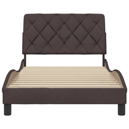 Рамка за легло без матрак, тъмнокафява, 100x200 см, плат