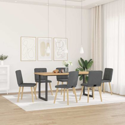 Трапезни столове, 6 бр, тъмносиви, текстил