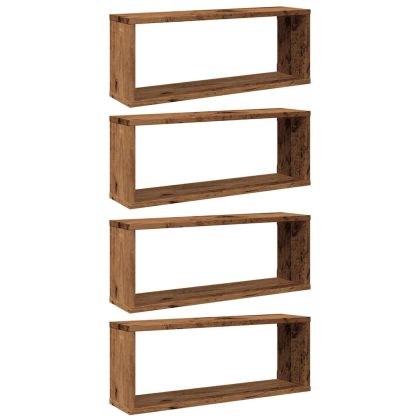 Wall Cube Shelves 4 бр. старо дърво 60x15x23 cm