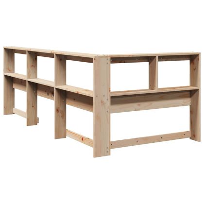 Табла за книги с L-образна, 80 см, масивно дърво бор