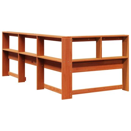 Табла за книги с L-образна, восъчнокафява, 75 см, дърво бор