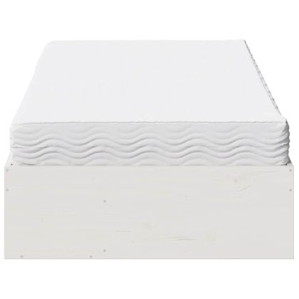 Дневно легло с матрак, бял, 90x190 см, борово дърво масив