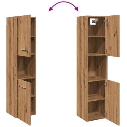 Висящ шкаф за баня, дъб артизан, 30x30x130 см, инженерно дърво