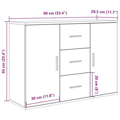 Сайдборд, старо дърво, 90x29,5x65 см, инженерно дърво