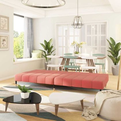 2-местно разтегателно канапе, розово, кадифе