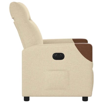 Електрически стол реклайнер , кремав, текстил